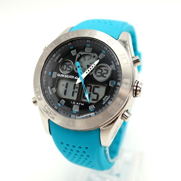 Quiksilver The Fifty50 Ana Digi 46mm Watch Blue Silicone NO LIGHT w New Battery - Picture 1 of 13